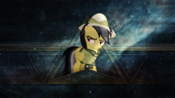 Size: 1920x1080 | Tagged: safe, artist:dewlshock, artist:rdbrony16, character:daring do, species:pegasus, species:pony, abstract background, clothing, female, hat, mare, shirt, solo, space, stars, triangle, vector, wallpaper