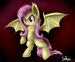 Size: 3600x3000 | Tagged: safe, artist:sheandog, character:flutterbat, character:fluttershy, species:pony, bipedal, female, solo, spread wings, wings