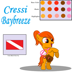 Size: 1656x1684 | Tagged: safe, artist:deltafairy, oc, oc only, oc:cressibaybreeze, species:earth pony, species:pony, digital art, diving, female, scuba, solo