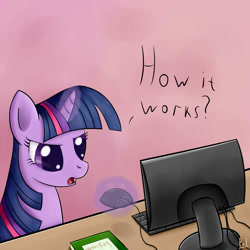 Size: 2000x2000 | Tagged: dead source, safe, artist:polkin, character:twilight sparkle, species:pony, species:unicorn, computer, female, high res, magic, mare, mousepad, solo, telekinesis