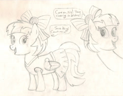 Size: 3101x2418 | Tagged: safe, artist:chronicle23, character:lilac sky, character:spring step, character:sunlight spring, species:pegasus, species:pony, episode:rainbow falls, g4, my little pony: friendship is magic, cheerleader, clothing, monochrome, skirt, traditional art