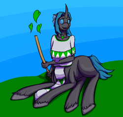 Size: 540x513 | Tagged: safe, artist:graytr, oc, oc only, oc:synch, species:anthro, species:changeling, cute, female, heart, solo, taur