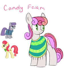 Size: 1400x1400 | Tagged: safe, artist:koteikow, character:apple bumpkin, character:maud pie, oc, oc:candy farm, apple family member, clothing, fusion, poncho