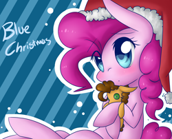 Size: 3100x2500 | Tagged: safe, artist:littlecloudie, character:cheese sandwich, character:pinkie pie, clothing, female, hat, implied cheesepie, implied shipping, implied straight, male, plushie, santa hat, solo