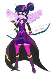 Size: 2169x3170 | Tagged: safe, artist:e-e-r, character:twilight sparkle, character:twilight sparkle (scitwi), species:eqg human, equestria girls:friendship games, g4, my little pony: equestria girls, my little pony:equestria girls, arrow, bow (weapon), bow and arrow, ponied up, scitwilicorn, simple background, transparent background