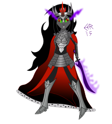 Size: 3000x3327 | Tagged: safe, artist:e-e-r, character:king sombra, my little pony:equestria girls, equestria girls-ified, equestria guys, female, queen umbra, rule 63, simple background, solo, sword, transparent background, vector, weapon