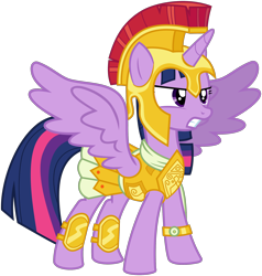 Size: 2016x2121 | Tagged: safe, artist:jp, derpibooru original, edit, character:twilight sparkle, character:twilight sparkle (alicorn), species:alicorn, species:pony, episode:scare master, g4, my little pony: friendship is magic, .svg available, armor, armor skirt, athena, athena sparkle, clothing, costume, female, helmet, mare, simple background, skirt, solo, spread wings, svg, vector, white background, wings