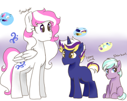 Size: 900x717 | Tagged: safe, artist:h0mi3, oc, oc only, oc:cosmic wave, oc:snowlight, oc:star swirl, parent:double diamond, parent:twilight sparkle, parents:diamondlight, species:pony, brother and sister, brothers, colt, female, filly, male, offspring, siblings