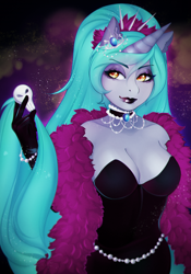 Size: 1400x2000 | Tagged: safe, artist:slyblue7, oc, oc only, oc:crystal whip, species:anthro, big breasts, breasts, female, lipstick, solo