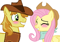 Size: 738x521 | Tagged: safe, artist:dilemmas4u, character:braeburn, character:fluttershy, ship:braeshy, female, male, shipping, show accurate, straight