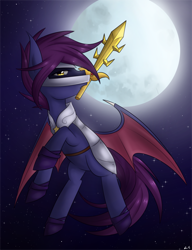 Size: 3300x4300 | Tagged: safe, artist:littlecloudie, meta knight, moon, ponified, solo, sword, weapon