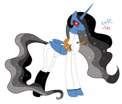 Size: 2897x2475 | Tagged: safe, artist:e-e-r, character:princess celestia, species:alicorn, species:pony, boots, chiss, chiss pony, clothing, crossover, dark side, ethereal mane, female, grand admiral, grand admiral thrawn, mare, mitth'raw'nuruodo, shoes, simple background, star wars, thrawn, transparent background, uniform, ysalamir