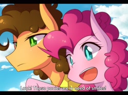 Size: 2300x1700 | Tagged: safe, artist:littlecloudie, character:cheese sandwich, character:pinkie pie, dialogue, subtitles, underhoof