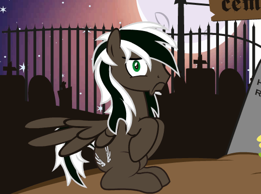 Size: 540x400 | Tagged: safe, artist:spectty, oc, oc only, species:pegasus, species:pony, animated, graveyard, male, moon, night, solo, stallion