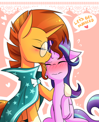 Size: 2600x3200 | Tagged: safe, artist:littlecloudie, character:starlight glimmer, character:sunburst, ship:starburst, blushing, heart, marriage proposal, shipping