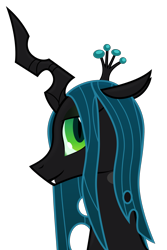 Size: 1800x2700 | Tagged: safe, artist:bootsyslickmane, character:queen chrysalis, species:changeling, bust, changeling queen, fangs, female, looking at you, portrait, simple background, smiling, solo, transparent background, vector
