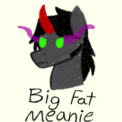 Size: 750x750 | Tagged: safe, artist:ceejayponi, character:king sombra, ask king sombra, big fat meanie, crayon, cute, haters gonna hate, new student starfish, sombradorable, spongebob squarepants