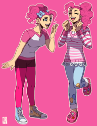 Size: 794x1036 | Tagged: safe, artist:emlan, character:pinkie pie, species:human, converse, female, humanized, shoes, simple background, sneakers, solo