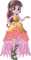 Size: 3000x5854 | Tagged: safe, artist:crimsumic, character:gloriosa daisy, equestria girls:legend of everfree, g4, my little pony: equestria girls, my little pony:equestria girls, absurd resolution, clothing, crystal gala, crystal gala dress, dress, feet, female, high heels, simple background, sleeveless, solo, strapless, transparent background, vector, watermark