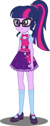 Size: 3000x7510 | Tagged: safe, artist:crimsumic, character:twilight sparkle, character:twilight sparkle (scitwi), species:eqg human, my little pony:equestria girls, spoiler:eqg specials, absurd resolution, adorkable, alternate hairstyle, bow tie, clothing, cute, dork, female, glasses, high heels, inkscape, mary janes, ponytail, shoes, simple background, skirt, socks, solo, transparent background, twilight's sparkly sleepover surprise, vector