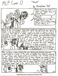 Size: 780x1024 | Tagged: safe, artist:horselover fat, character:pinkie pie, character:rainbow dash, character:twilight sparkle, comic:mlp comic, black and white, comic, grayscale, grotesque series, monochrome, philosophy, schizophrenia, semi-grimdark series