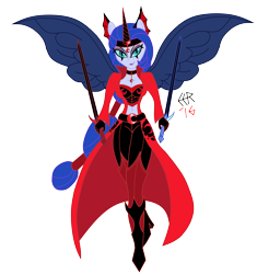 Size: 3300x3510 | Tagged: safe, artist:e-e-r, character:princess luna, character:vice principal luna, my little pony:equestria girls, belly button, breasts, cleavage, dark mirror universe, equestria girls-ified, evil counterpart, evil luna, female, midriff, ponied up, reflections, simple background, solo, sword, transparent background, vice principal luna, weapon