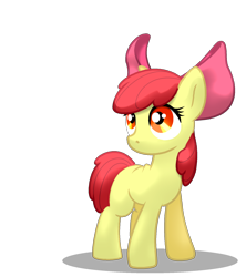 Size: 1600x1800 | Tagged: safe, artist:oddwarg, character:apple bloom, species:earth pony, species:pony, g4, apple bloom's bow, blank flank, bow, female, filly, hair bow, shadow, simple background, solo, transparent background, young