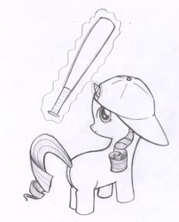 Size: 2111x2615 | Tagged: safe, artist:syggie, character:rarity, artifact, cap, clothing, female, filly, hat, magic, monochrome, solo