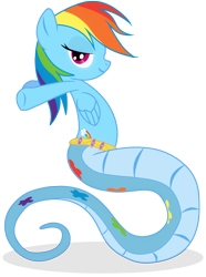 Size: 1300x1750 | Tagged: safe, artist:elsdrake, character:rainbow dash, species:lamia, bedroom eyes, female, original species, rainbow coils, simple background, solo, species swap, transparent background, vector