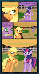 Size: 860x1600 | Tagged: safe, artist:magicandmysterygal, character:applejack, character:spike, character:twilight sparkle, comic:long night wild night, comic