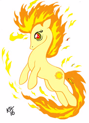 Size: 3167x4378 | Tagged: safe, artist:koku-chan, oc, oc only, species:earth pony, species:pony, cutie mark, fire, signature, simple background, solo
