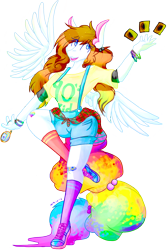 Size: 2204x3308 | Tagged: safe, artist:mscolorsplash, oc, oc only, oc:color splash, species:anthro, species:pegasus, species:plantigrade anthro, species:pony, rainbow tail, simple background, solo, transparent background