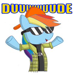 Size: 2512x2583 | Tagged: safe, artist:sergeant16bit, character:rainbow dash, '90s, atop the fourth wall, channel awesome, female, linkara, simple background, solo, transparent background