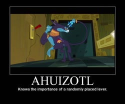 Size: 600x500 | Tagged: safe, artist:lyraalluse, edit, edited screencap, screencap, character:ahuizotl, episode:read it and weep, g4, my little pony: friendship is magic, image macro, lever, male, meme, sapphire statue, solo