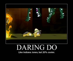 Size: 600x500 | Tagged: safe, artist:lyraalluse, edit, edited screencap, screencap, character:daring do, species:pegasus, species:pony, episode:read it and weep, g4, my little pony: friendship is magic, 20% cooler, bandaged wing, crocodile, image macro, meme, motivational poster