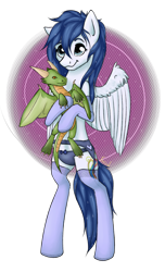Size: 2149x3543 | Tagged: safe, artist:farcuf, oc, oc only, oc:graceful motion, species:dragon, species:pegasus, species:pony, bed mane, bipedal, clothing, cute, lingerie, panties, plushie, ribbon, simple background, solo, underwear