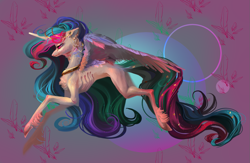 Size: 1023x665 | Tagged: safe, artist:yanisfucker, character:princess celestia, species:alicorn, species:pony, abstract background, anorexic, chest fluff, female, jewelry, ribcage, skinny, solo, unshorn fetlocks