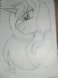 Size: 1932x2576 | Tagged: safe, artist:kellysans, oc, oc only, grayscale, lined paper, monochrome, photo, solo, traditional art