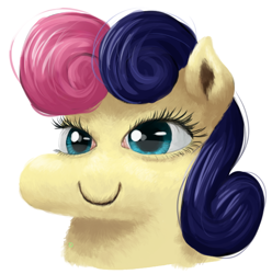 Size: 672x678 | Tagged: safe, artist:chef j, artist:jargon scott, character:bon bon, character:sweetie drops, bust, faec, female, looking at you, portrait, realistic, simple background, smiling, solo, squatbon, squatpony, uncanny valley, white background