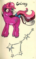 Size: 413x663 | Tagged: safe, artist:skypinpony, character:galaxy (g1), g1, female, lined paper, solo, traditional art