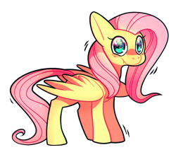 Size: 842x749 | Tagged: safe, artist:cappydarn, character:fluttershy, species:pegasus, species:pony, cheeky, female, looking at you, mare, simple background, solo, spread wings, standing, three quarter view, transparent background, wings