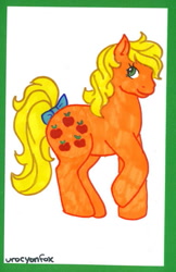 Size: 413x639 | Tagged: safe, artist:skypinpony, character:applejack (g1), g1, female, solo, traditional art