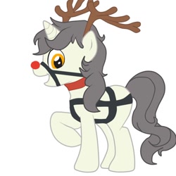 Size: 650x650 | Tagged: safe, artist:lion-grey, oc, oc only, oc:short fuse, species:deer, species:reindeer, animal costume, clothing, costume, male, reindeer costume, rudolph the red nosed reindeer, solo