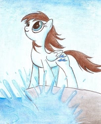 Size: 752x920 | Tagged: safe, artist:islamilenaria, character:blue buck, character:deep blue, species:pegasus, species:pony, female, ocean, solo, traditional art, wave