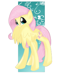 Size: 2977x3692 | Tagged: safe, artist:marisalle, character:fluttershy, species:pegasus, species:pony, covering, female, looking at you, looking sideways, mare, partial background, simple background, solo, spread wings, standing, three quarter view, transparent background, wing covering, wings