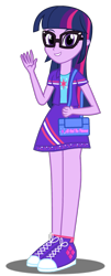 Size: 1239x3072 | Tagged: dead source, safe, artist:drewmwhit, character:twilight sparkle, character:twilight sparkle (scitwi), species:eqg human, my little pony:equestria girls, alternate universe, clothing, converse, female, glasses, looking at you, shoes, simple background, skirt, smiling, solo, transparent background