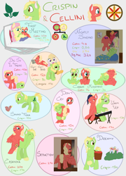 Size: 4545x6299 | Tagged: safe, artist:kaleysia, character:big mcintosh, character:fluttershy, oc, oc:cellini, oc:congerie, oc:crispin, parent:big macintosh, parent:discord, parent:fluttershy, parent:princess celestia, parents:dislestia, parents:fluttermac, species:duck, species:earth pony, species:pegasus, species:pony, ship:fluttermac, absurd resolution, age progression, apple, baby, baby pony, basket, brother and sister, colt, crying, cutie mark, female, filly, food, freckles, hug, hybrid, interspecies offspring, keyboard, male, mare, musical instrument, offspring, shipping, stallion, straight, tooth gap