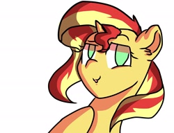 Size: 2480x1903 | Tagged: safe, artist:kenishra, character:sunset shimmer, species:pony, species:unicorn, female, raised eyebrow, simple background, solo, white background