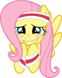 Size: 3154x3947 | Tagged: safe, artist:blueblitzie, character:fluttershy, .svg available, blushing, cute, headband, simple background, smiling, transparent background, vector, wristband