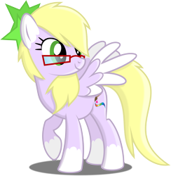 Size: 3720x3818 | Tagged: safe, artist:blueblitzie, oc, oc only, oc:rain painter, species:pegasus, species:pony, cute, glasses, looking back, raised hoof, simple background, smiling, solo, spread wings, transparent background, vector, wings